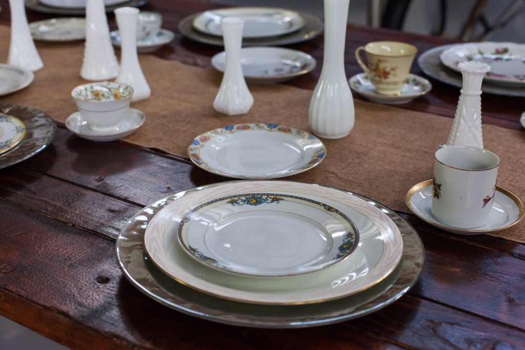 Elegant table setting on rustic table