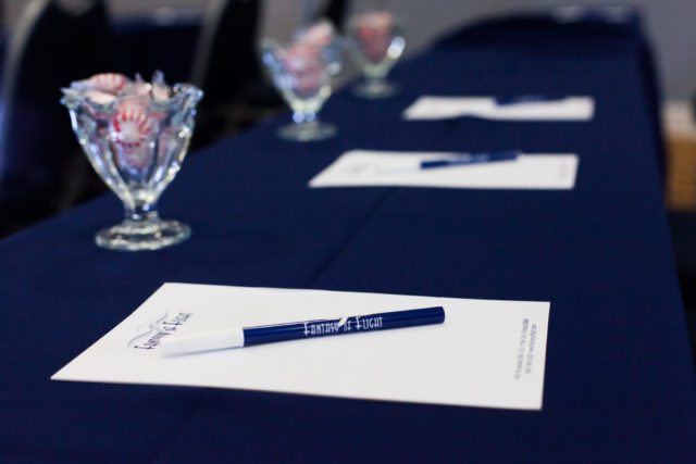 School Room Tables with Fantasy of Flight Pen and Paper